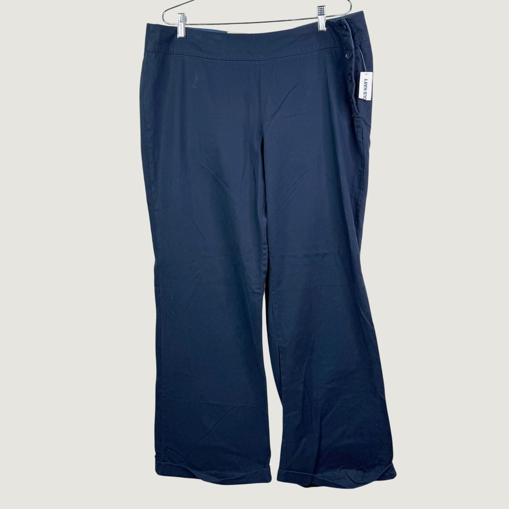 Old Navy Wide Leg Pants  Plus Size 16 Navy Blue NWT Nautical Sailor Side Buttons